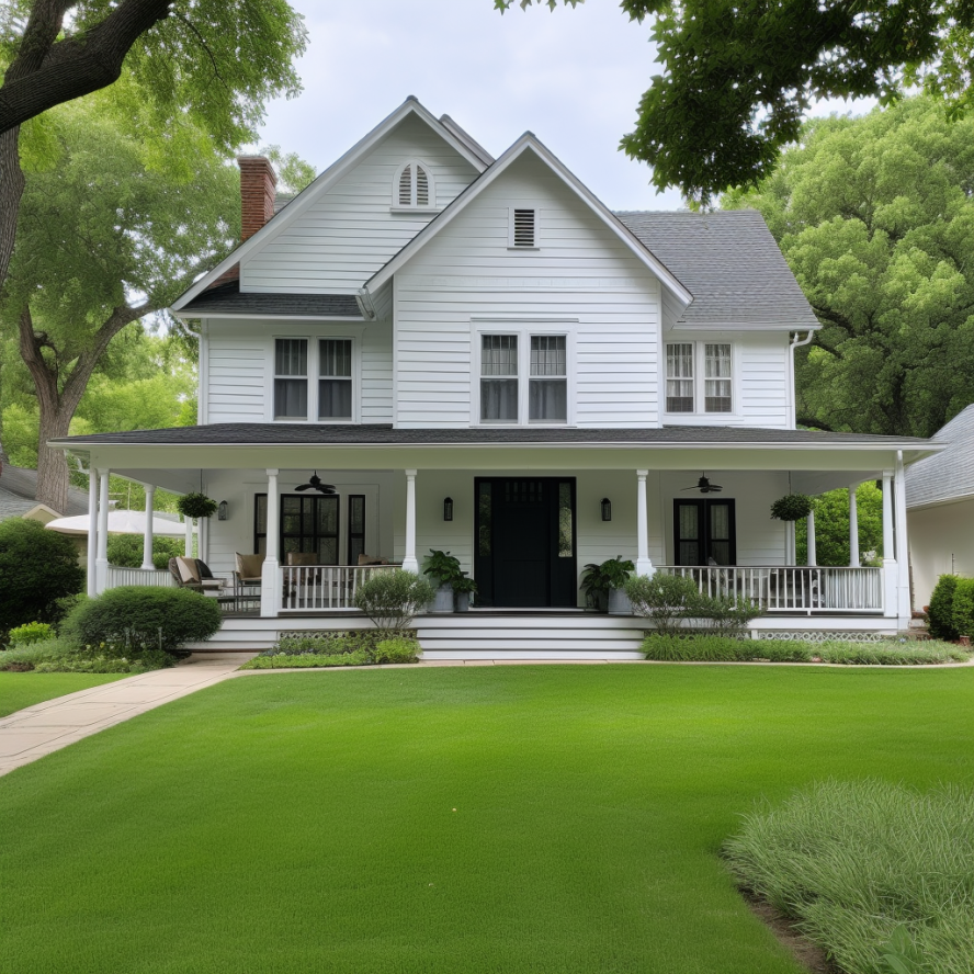 white two story house sitting lush green grass